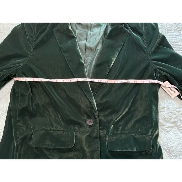 Emerald Green Velvet Long Blazer Size Large Holiday Christmas Party Old Navy - Picture 10 of 15